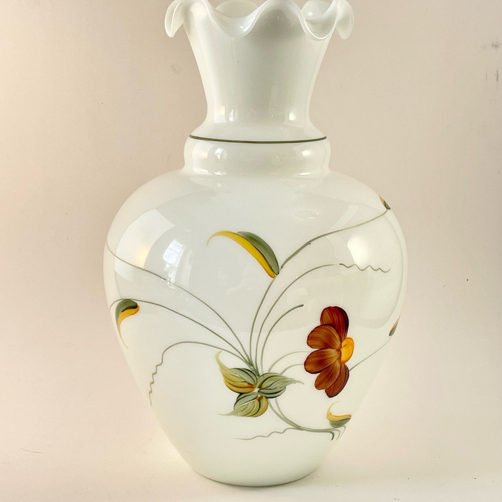 Italian Centrovetro Milk Glass Vase 11" Tall